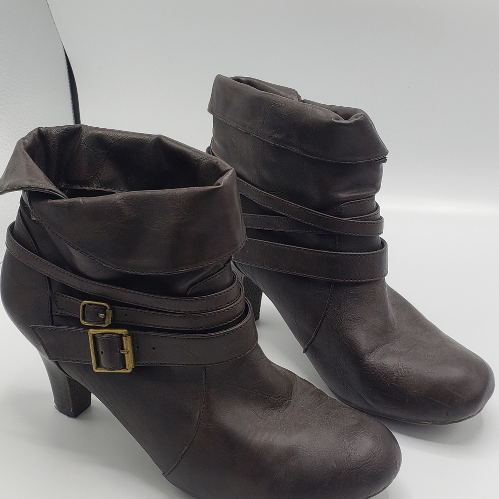 Women's brown booties with heel madden girl brand